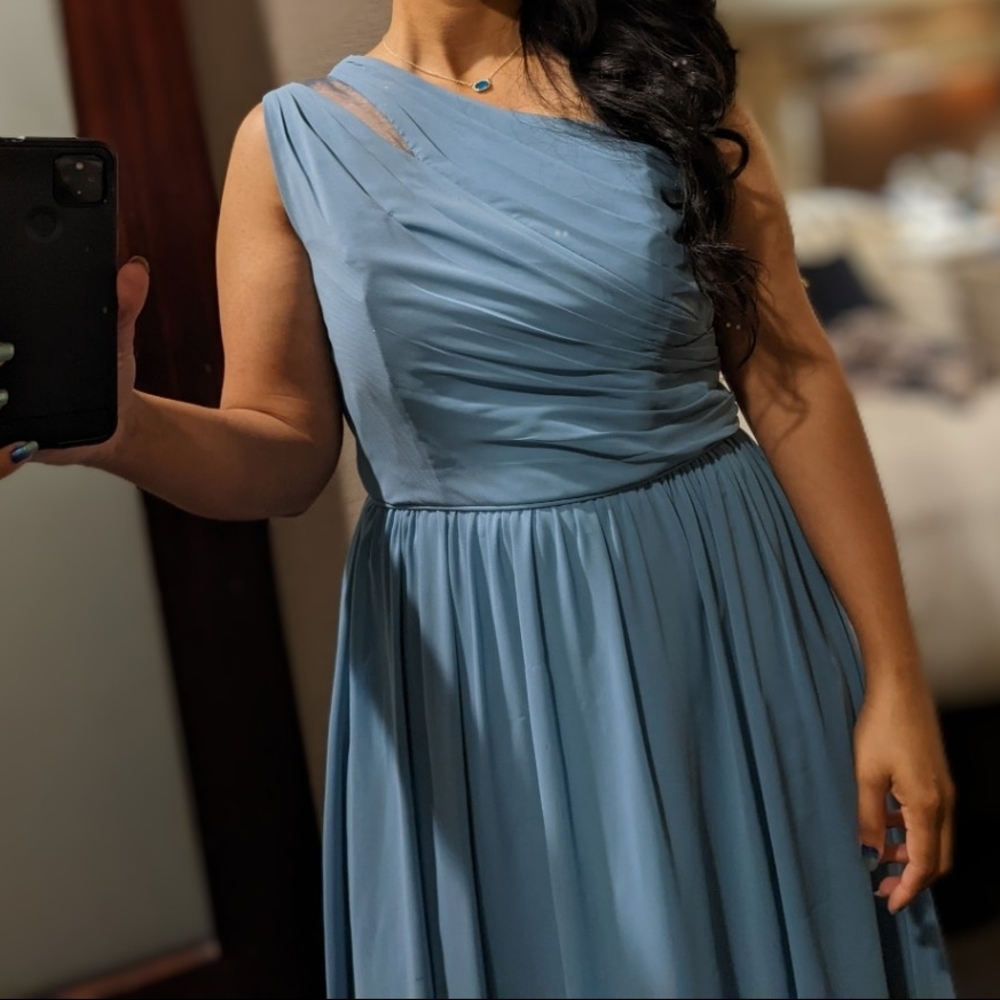 Alfred Angelo One Shoulder Blue Dress